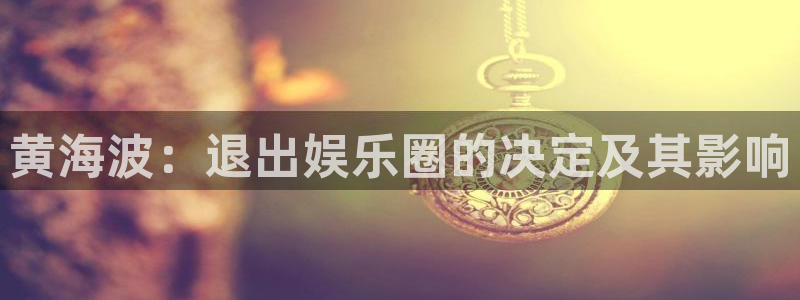 必发集团网址：黄海波：退出娱乐圈的决定及其影响